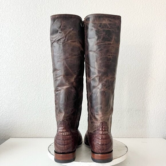 NEW Rod Patrick Womens Cowboy Boots 10 Brown Caiman Cowgirl Western Knee High - Picture 3 of 11